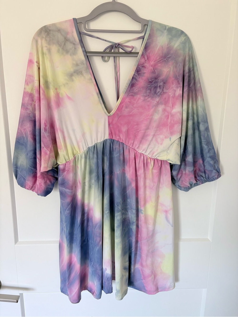 White Birch Pastel Tie-Dye V-Neck Mini Dress | Tunic | Bathing suit Cover - NWOT